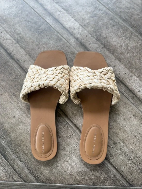 Marc Fisher size 8 Natural Braided Slide Sandals - Picture 2 of 3